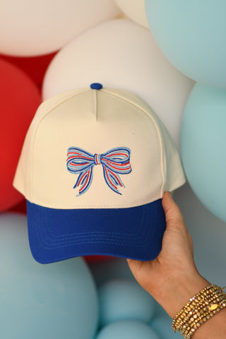 Blue Patriotic Bow Hat