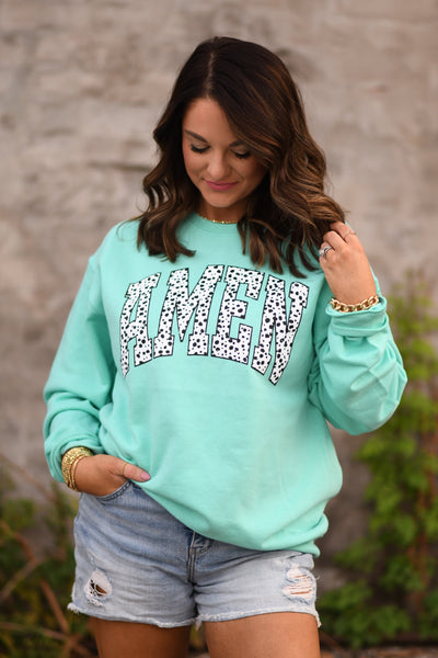 Dalmatian Amen Sweatshirt Aqua blue