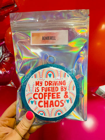 My Driving is Fueled By Coffee and Chaos Car Freshie