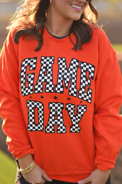 RTS Orange Checkered Game Day Sweatshirt