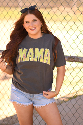 Mama baseball lace tee