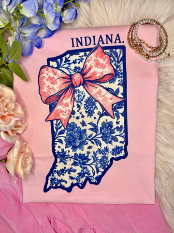 Indiana Floral State Bow Tee