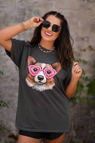 Corgi Faux Embrodery Tee