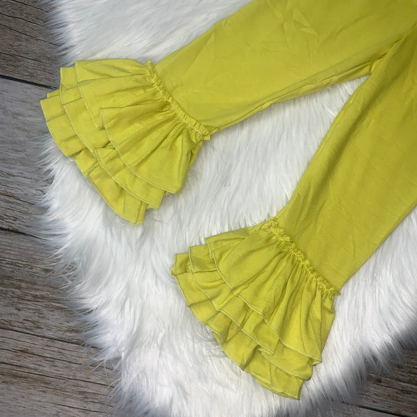 Knit Cotton Truffle Pants - Yellow