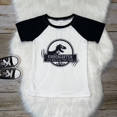 Back to School Raglan - Black Kindergarten is a Walk in the Park