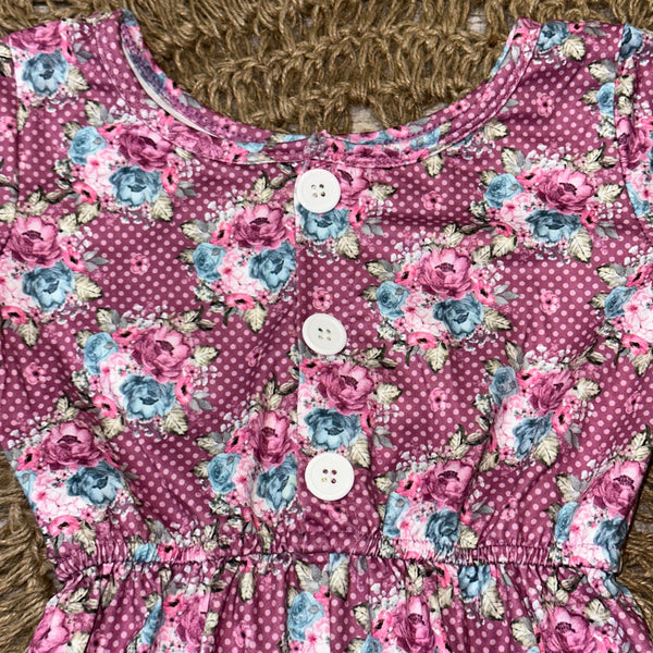 Fuchsia Floral Short Sleeve Romper