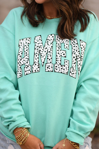 Dalmatian Amen Sweatshirt Aqua blue