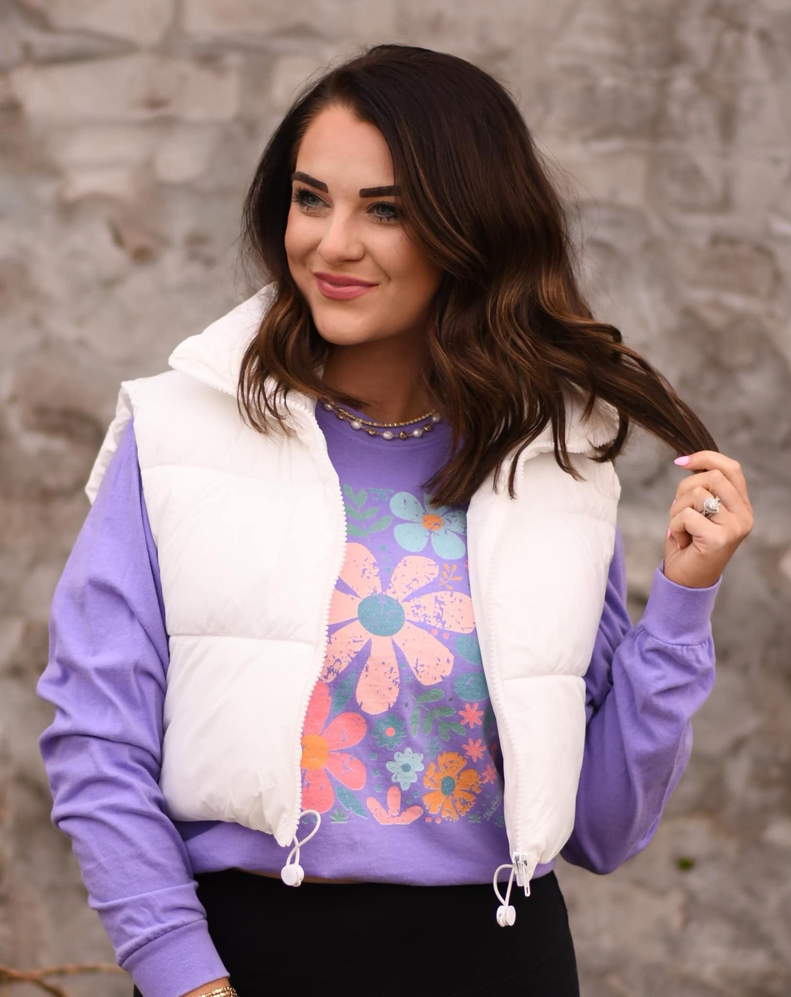 White Cropped Puffer Vest