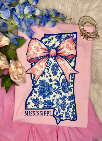 Mississippi Floral State Bow Tee