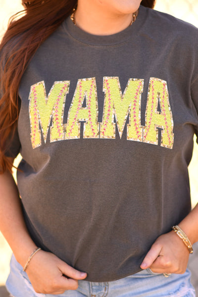 Mama baseball lace tee