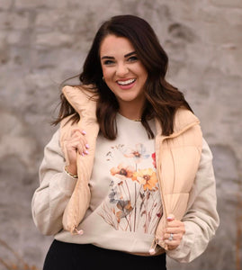 RTS Tan Cropped Puffer Vest