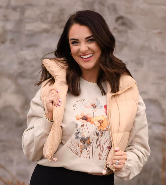 RTS Tan Cropped Puffer Vest