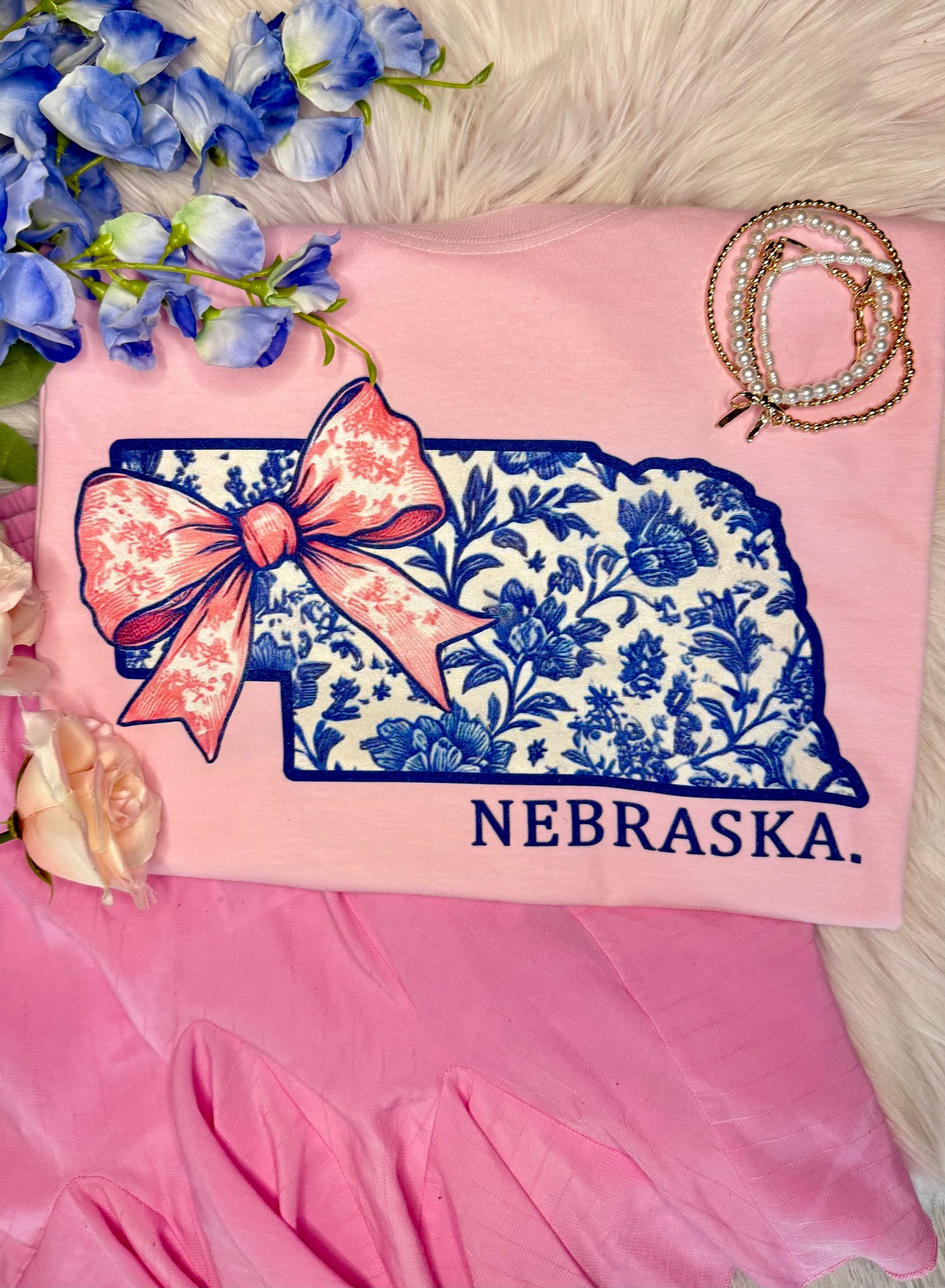 Nebraska Floral State Bow Tee