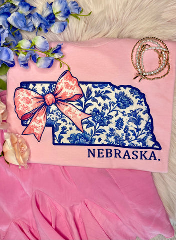 Nebraska Floral State Bow Tee