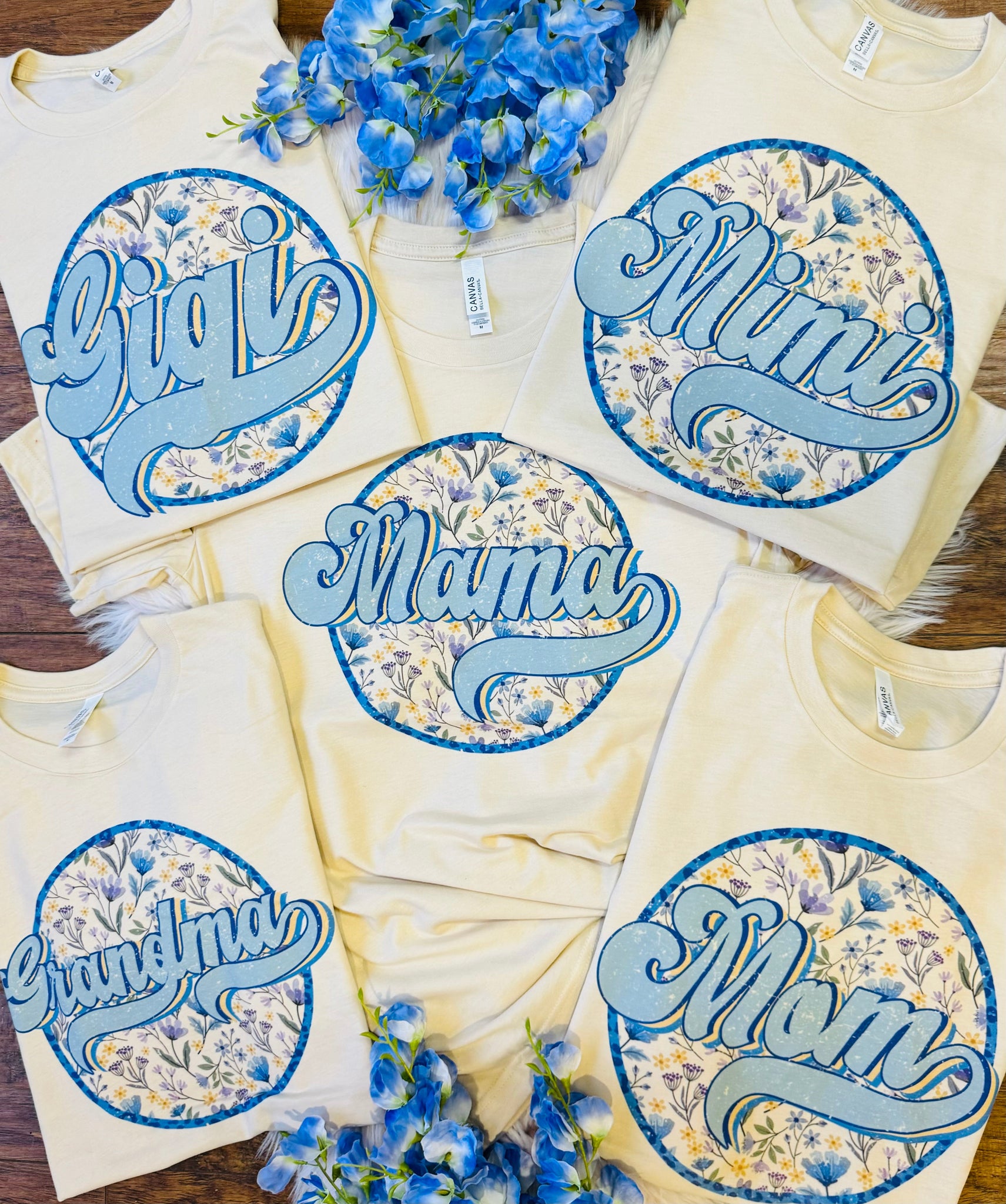 Mother's Day tees: Mom, Mimi, Gigi, Mama, Grandma