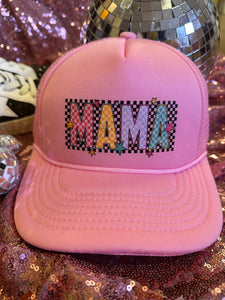 Checkered MAMA Trucker Hat