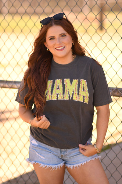 Mama baseball lace tee