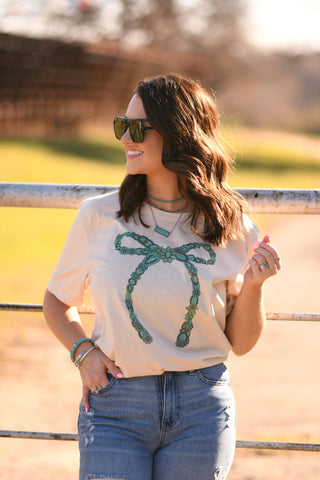 Turquoise Jewelry Bow tee