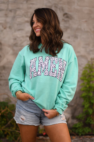 Dalmatian Amen Sweatshirt Aqua blue