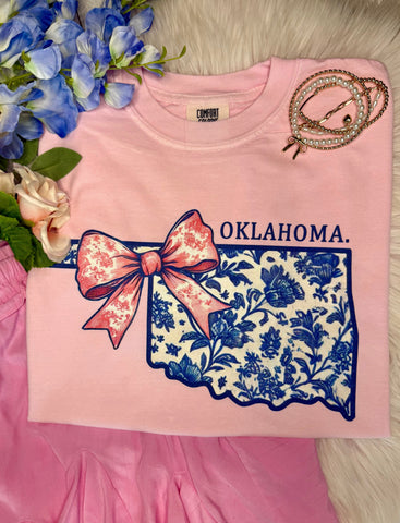 Oklahoma Floral State Bow Tee