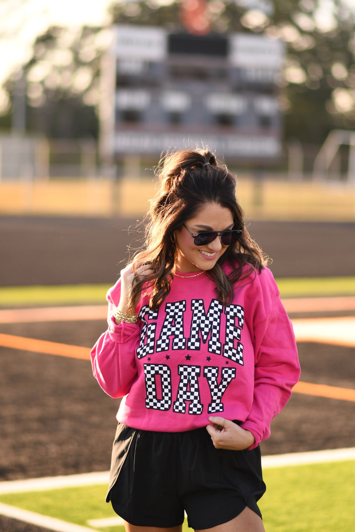 RTS Hot Pink Checkered Game Day Sweatshirt