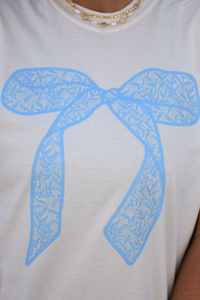 Light Blue Lace Bow tee