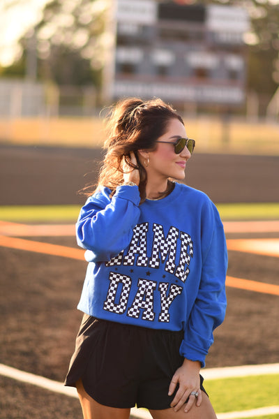 RTS Blue Checkered Game Day Sweatshirt