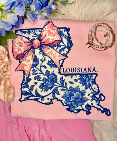 Louisiana Floral State Bow Tee