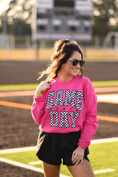 RTS Hot Pink Checkered Game Day Sweatshirt