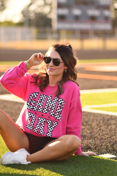 RTS Hot Pink Checkered Game Day Sweatshirt