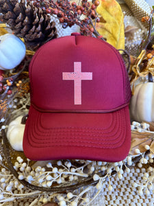 Maroon Cross Trucker Hat