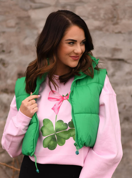 RTS Kelly Green Cropped Puffer Vest
