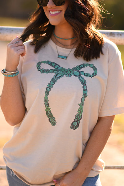 Turquoise Jewelry Bow tee