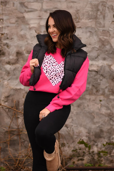 RTS Black Cropped Puffer Vest