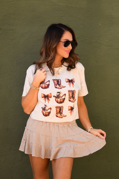 Pumpkin Boots & Bows Tee