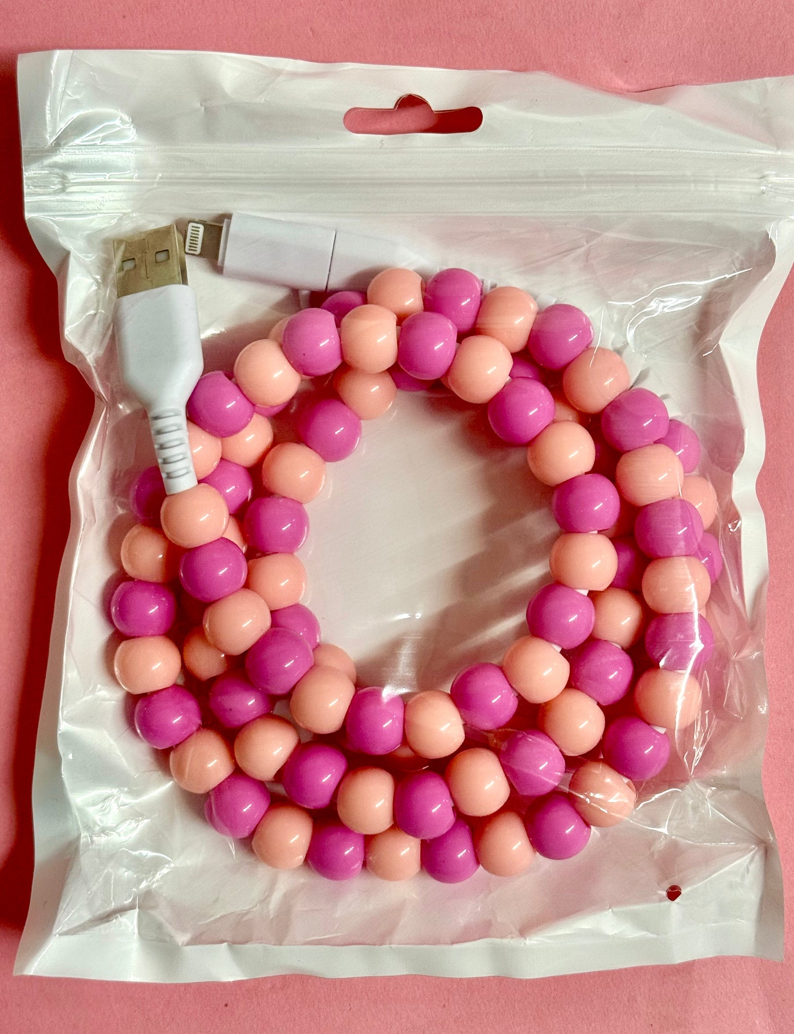 RTS Pink & Light Pink Combo Beaded Cell Phone Charger