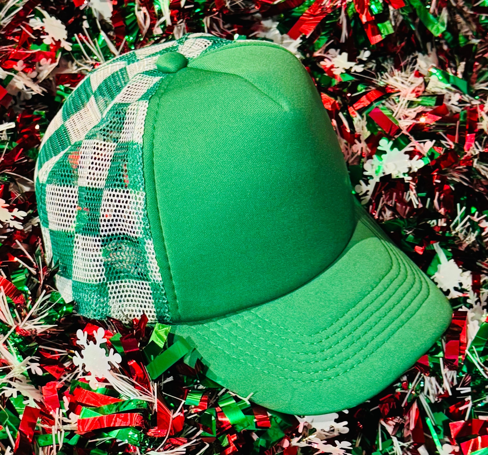 Green Checkered Trucker Hat
