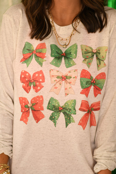 Christmas Bows long sleeve tee