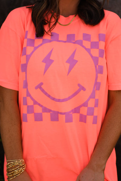 Lighting Checkered Smiley tee