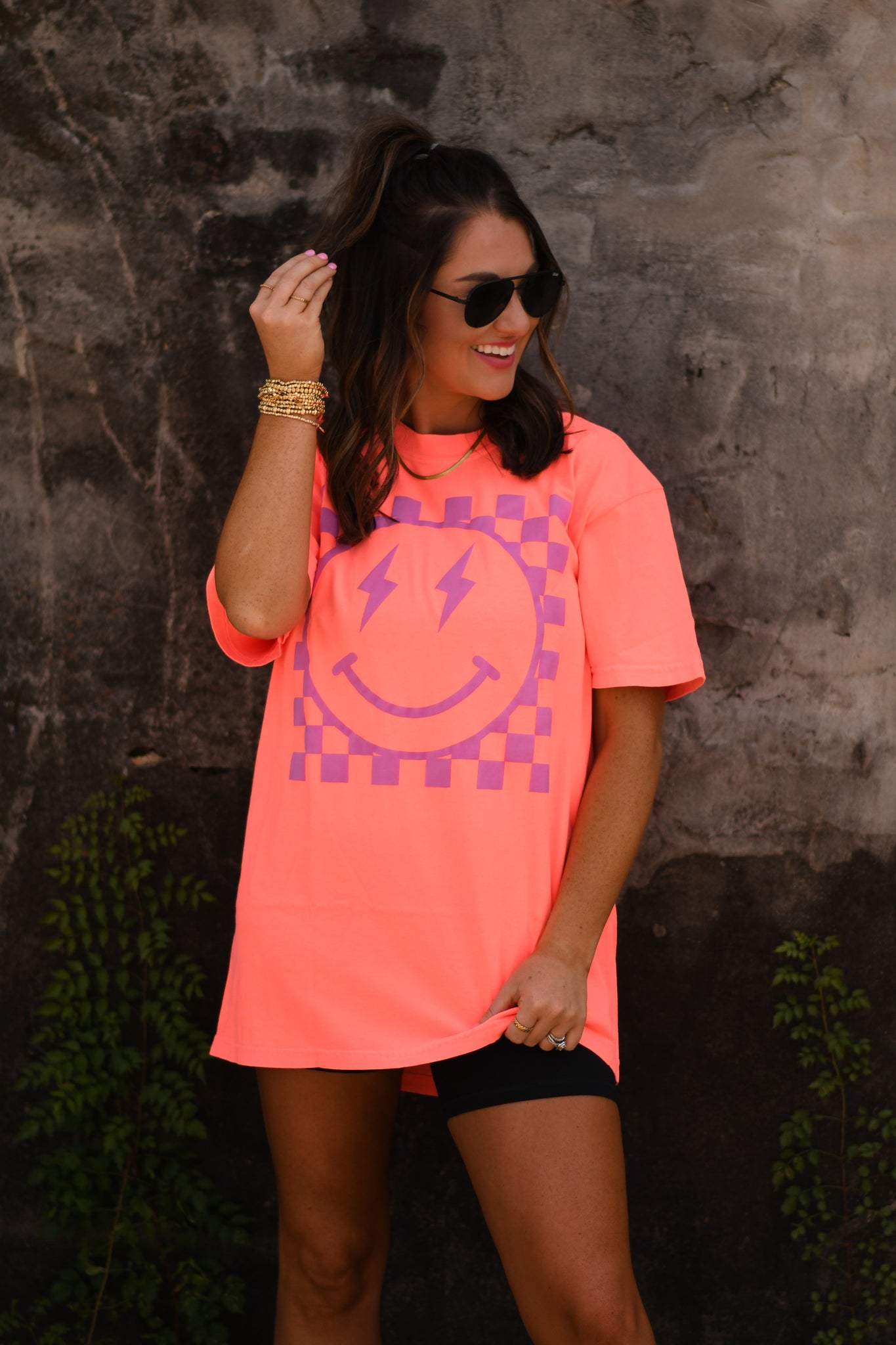 Lighting Checkered Smiley tee