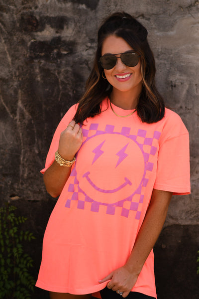 Lighting Checkered Smiley tee