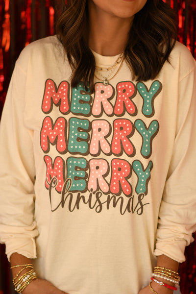 Merry Merry Merry Christmas long sleeve tee