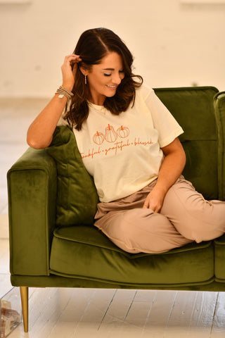 Grateful, Thankful, Blessed pumpkin tee