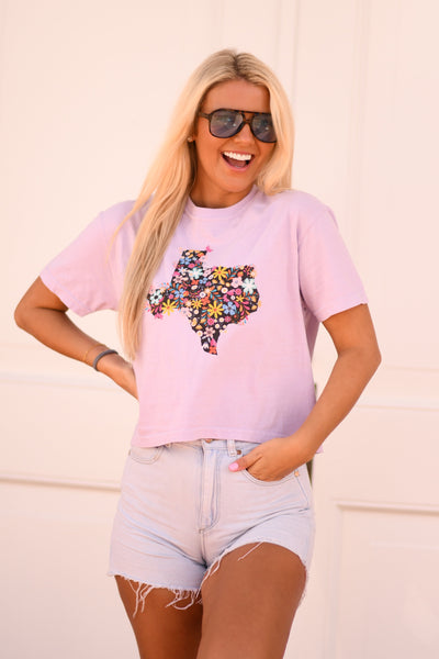 Texas Boho Flower cropped tee