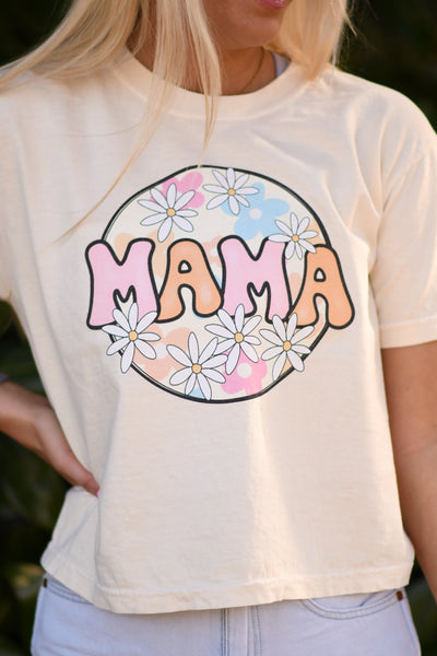 Flower Power Mama cropped tee