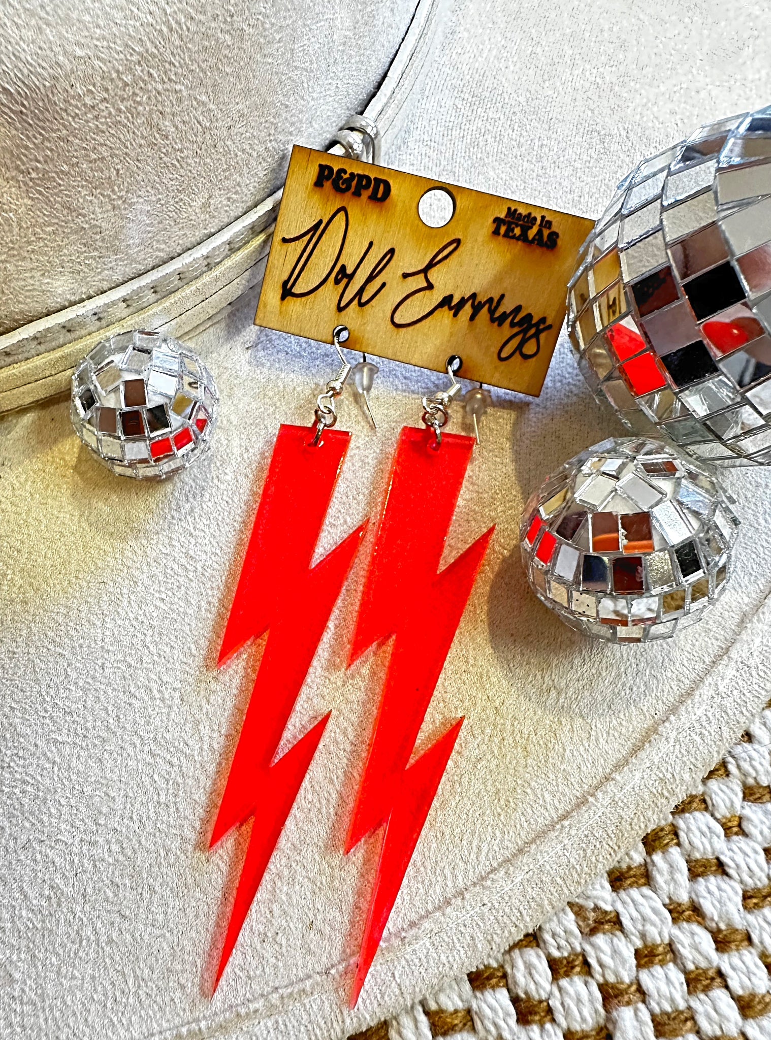 RTS Neon Pink Bolt Earrings