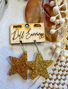 RTS Gold Glitter Star Earrings