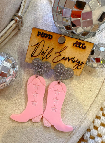 Light Pink Cowgirl Boot earrings