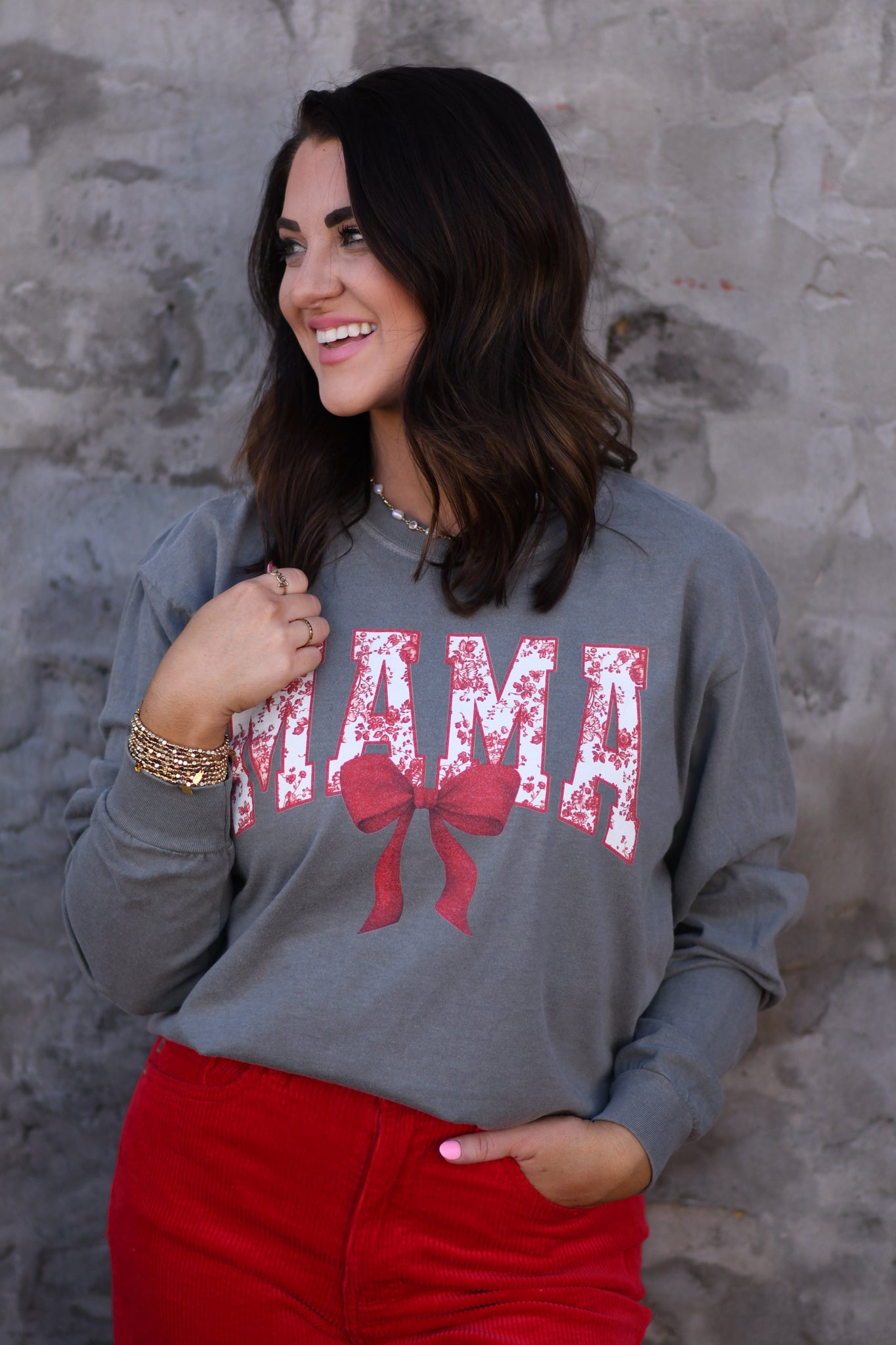 MAMA Floral Bow sweatshirt