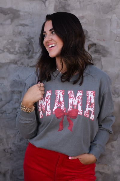 MAMA Floral Bow sweatshirt